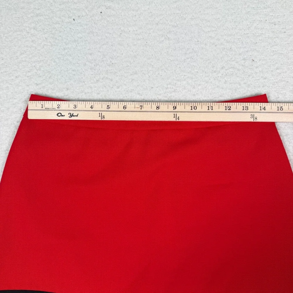 Kate Spade Colorblock Mini Skirt Size 6 Red Black Tan Wool A-Line Preppy Mod